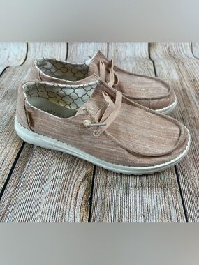 Hey Dude Wendy Sparkling Rose Gold Women's Casual Slip On Shoes Size 7